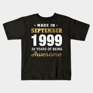 Made in September 1999 20 Years Of Being Awesome Kids T-Shirt